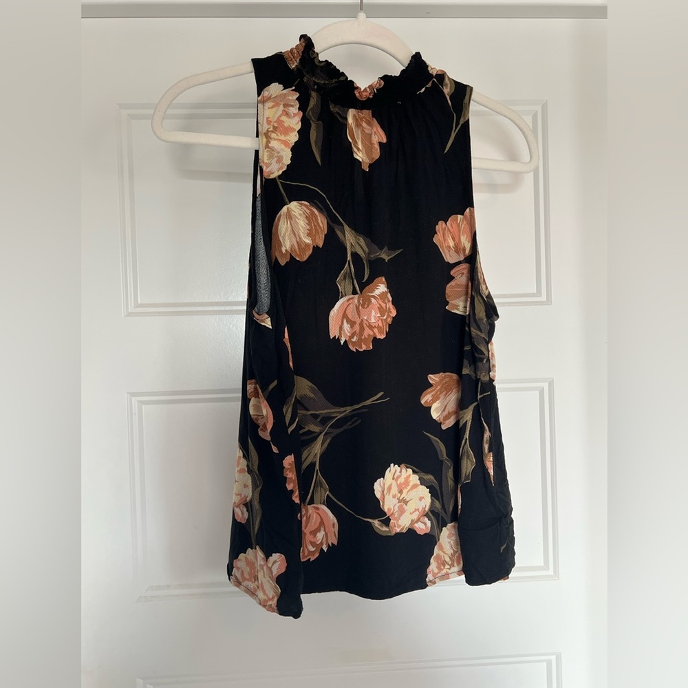 Black floral blouse